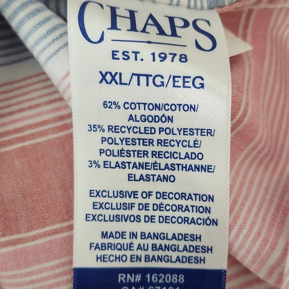 Chaps Stretch Easy Care Short Sleeve Button Up Shirt Size XXL - Picture 5 of 6